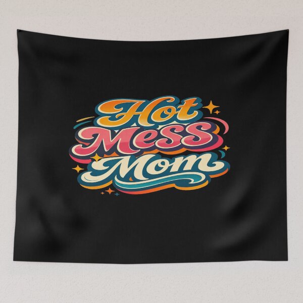 Item preview, Hot Mess Mom Retro Typography | Funny Mom Life Aesthetic Quote for Gifts & Apparel designed and sold by Bright Nest Studio.