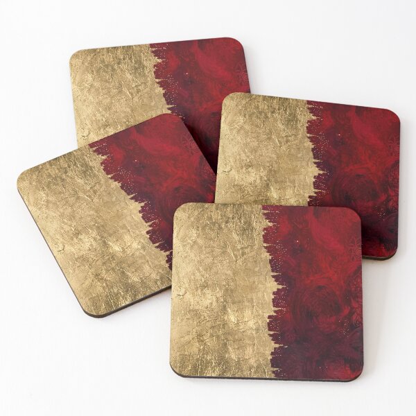Item preview, Crimson Elegance: Golden Floral Fusion designed and sold by Remix Vision.