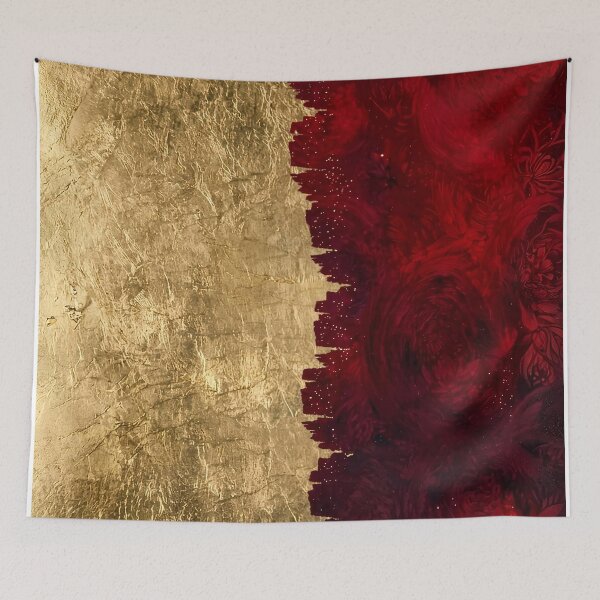 Item preview, Crimson Elegance: Golden Floral Fusion designed and sold by Remix Vision.