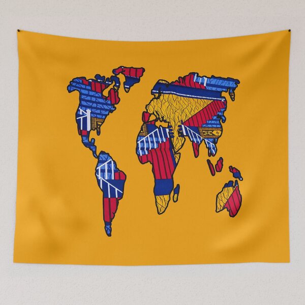 Item preview, Red Blue African World Map designed and sold by artbyomega.