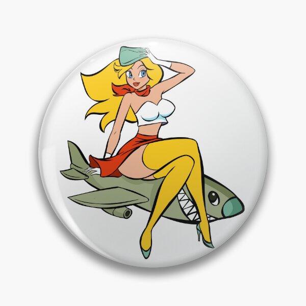 Item preview, Vintage Retro Bomber Girl Pin-up designed and sold by heeydraws.
