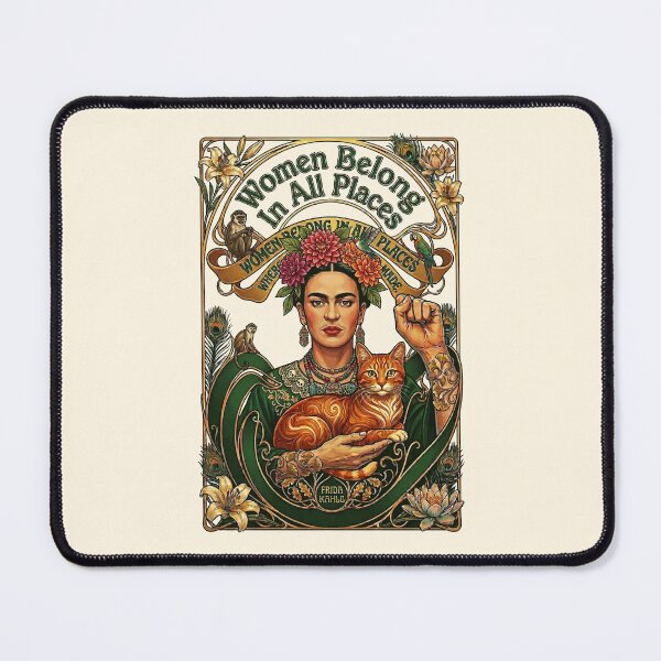 Item preview, Women Belong In All Places Frida Kahlo  cat designed and sold by TeeARTHY.