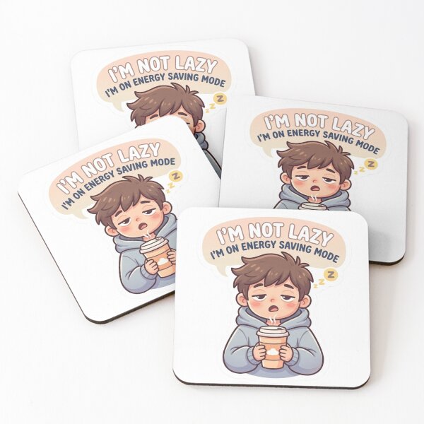 Item preview, Funny Sleepy Boy Energy Saving Mode Coffee Quote Sticker designed and sold by ItsArtisticLab.