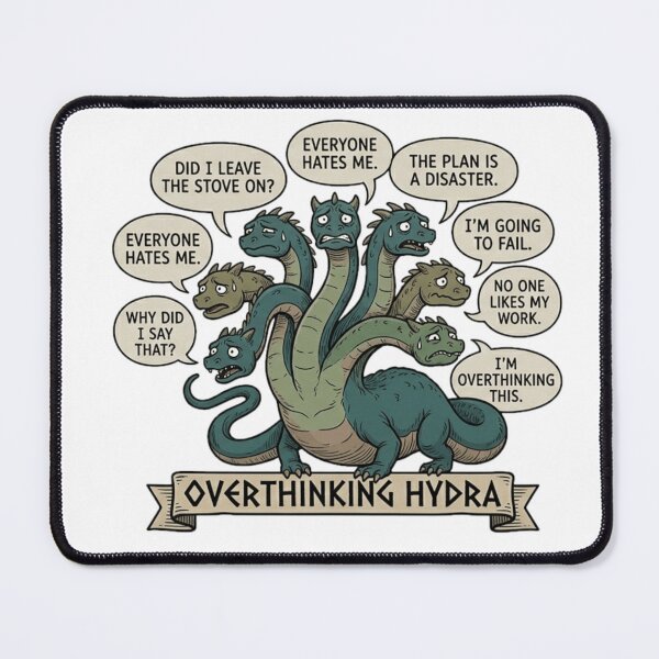 Item preview, Funny Anxiety Meme Hydra Overthinking Gift for Introverts designed and sold by MythoWorldddd.