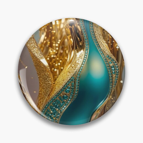 Item preview, Golden Ethereal Flow: Turquoise Jewel Abstract Art designed and sold by Remix Vision.