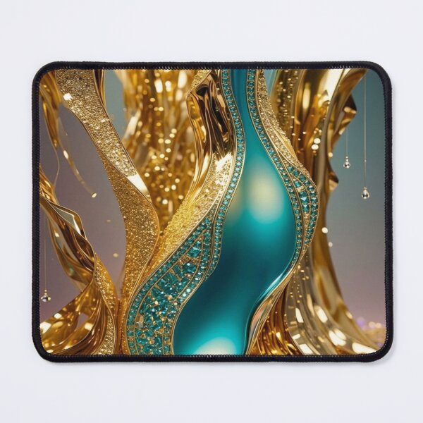 Item preview, Golden Ethereal Flow: Turquoise Jewel Abstract Art designed and sold by Remix Vision.