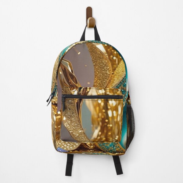 Item preview, Golden Ethereal Flow: Turquoise Jewel Abstract Art designed and sold by Remix Vision.