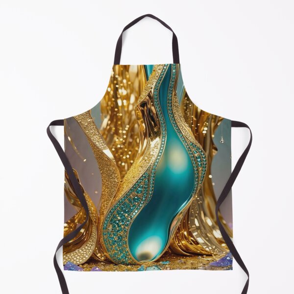 Item preview, Golden Ethereal Flow: Turquoise Jewel Abstract Art designed and sold by Remix Vision.