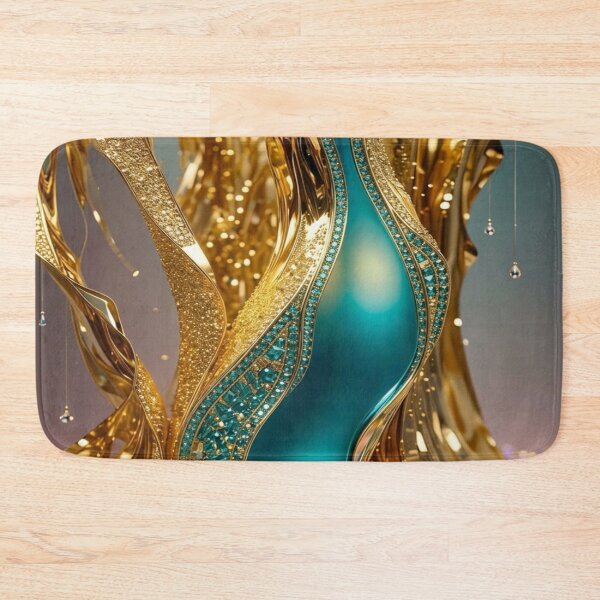 Item preview, Golden Ethereal Flow: Turquoise Jewel Abstract Art designed and sold by Remix Vision.