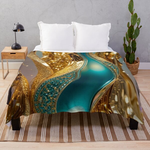 Item preview, Golden Ethereal Flow: Turquoise Jewel Abstract Art designed and sold by Remix Vision.