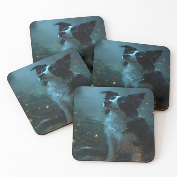 Item preview, Mystical Border Collie Dog Firefly Forest Art designed and sold by NicolasGlowArt.