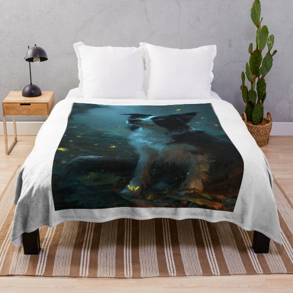 Item preview, Mystical Border Collie Dog Firefly Forest Art designed and sold by NicolasGlowArt.