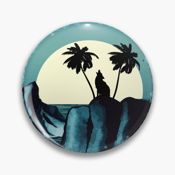 Item preview, Wolf Bay | Wolf Silhouette Moonlit Palm Trees designed and sold by Lainey1978.