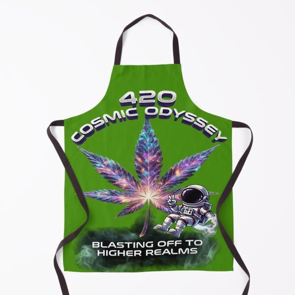 Item preview, 420 Cosmic Odyssey Cannabis Leaf | Blasting Off to Higher Realms Astronaut Stoner Art designed and sold by Alchemy Forge.