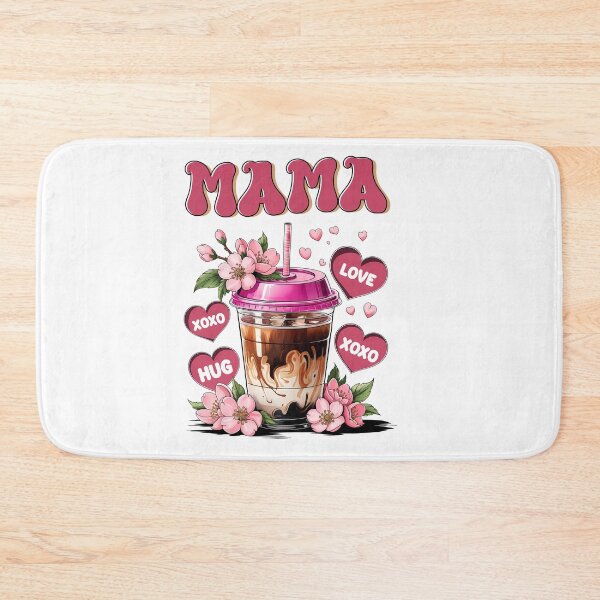 Item preview, MAMA Iced Coffee Cup with Pink Flowers and Hearts designed and sold by Lulunza.