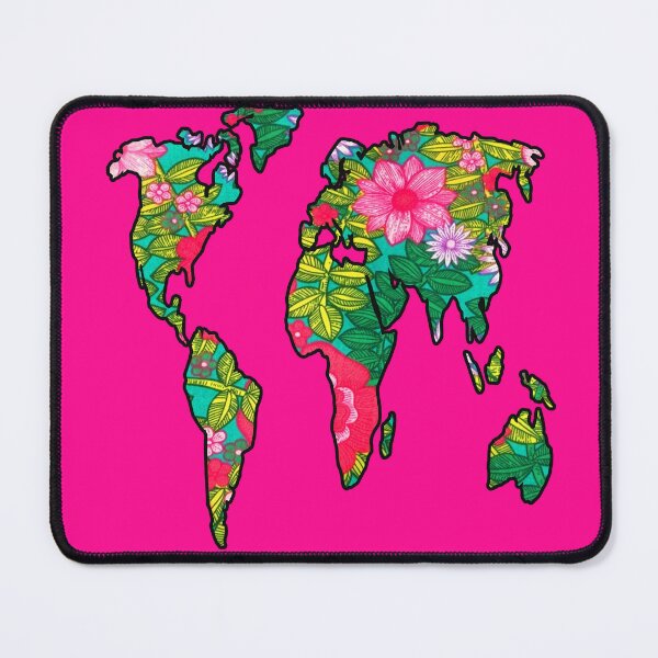 Item preview, Pink Floral World Map designed and sold by artbyomega.
