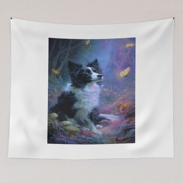 Item preview, Ethereal Border Collie Dog Fantasy Forest Art designed and sold by NicolasGlowArt.