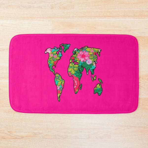 Item preview, Pink Floral World Map designed and sold by artbyomega.