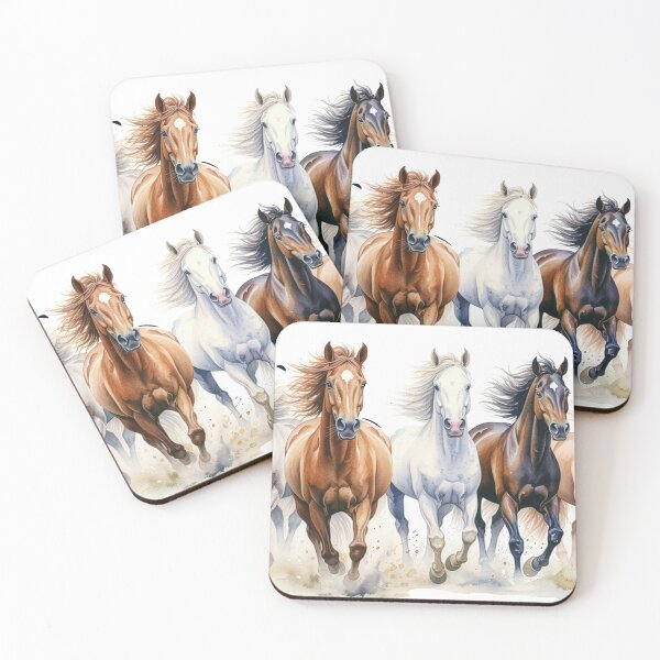 Item preview, Running Horses Watercolor Illustration, Wild Horse Art, Equestrian Painting designed and sold by Rutvain.