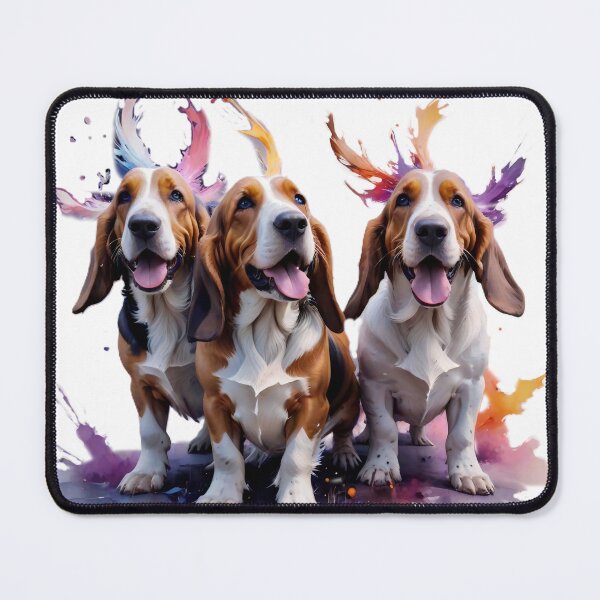 Item preview, Trio of Joy: Colorful Watercolor Basset Hounds designed and sold by Serene Strokes Art.