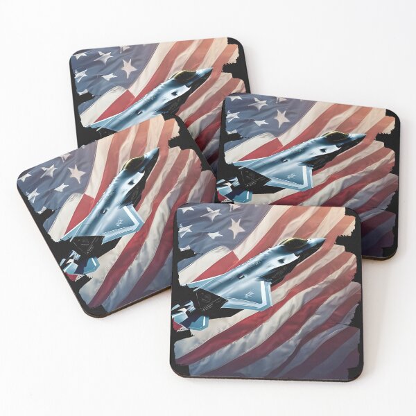 Item preview, US Fighter Jet F-35 flying on a American flag background 3 designed and sold by Neon G.