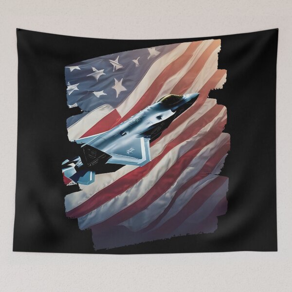 Item preview, US Fighter Jet F-35 flying on a American flag background 3 designed and sold by Neon G.