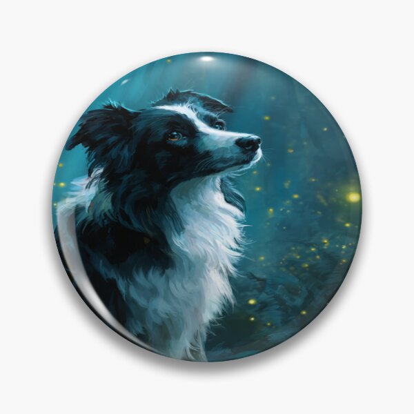 Item preview, Enchanting Border Collie Firefly Forest Dog Art designed and sold by NicolasGlowArt.