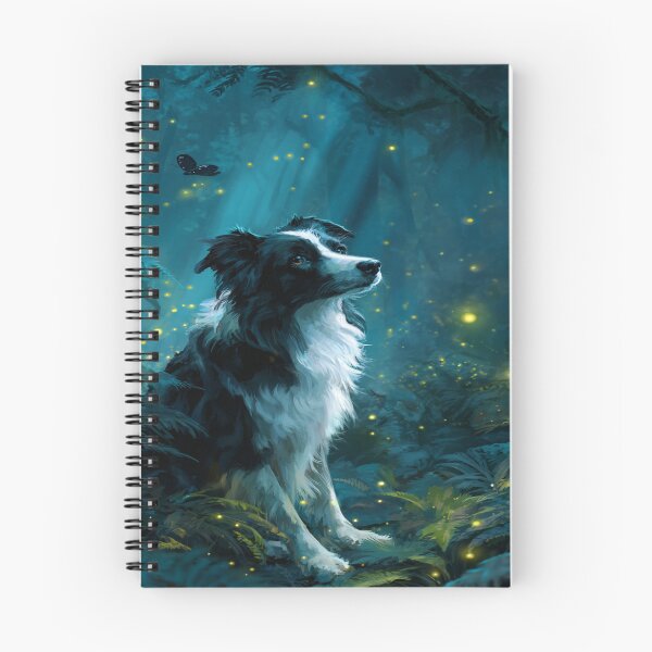 Item preview, Enchanting Border Collie Firefly Forest Dog Art designed and sold by NicolasGlowArt.