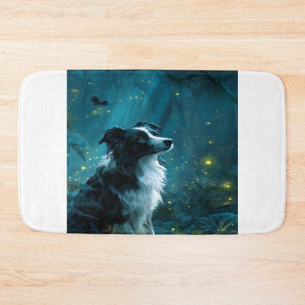 Item preview, Enchanting Border Collie Firefly Forest Dog Art designed and sold by NicolasGlowArt.