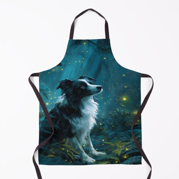 Item preview, Enchanting Border Collie Firefly Forest Dog Art designed and sold by NicolasGlowArt.