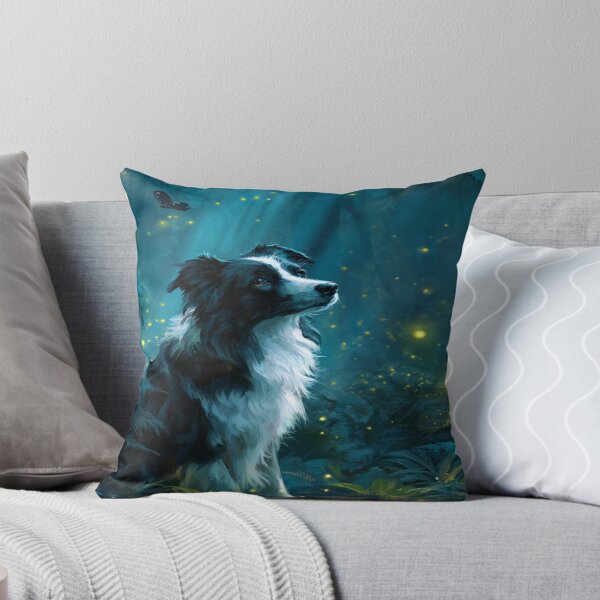 Item preview, Enchanting Border Collie Firefly Forest Dog Art designed and sold by NicolasGlowArt.