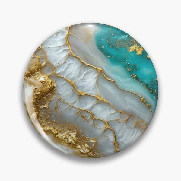 Item preview,  Ethereal Teal & Gold Agate - Luxury Abstract Resin Art designed and sold by Remix Vision.