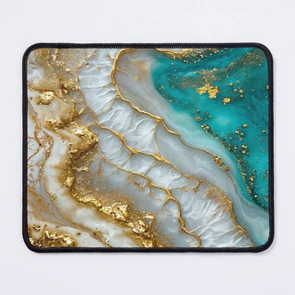 Item preview,  Ethereal Teal & Gold Agate - Luxury Abstract Resin Art designed and sold by Remix Vision.
