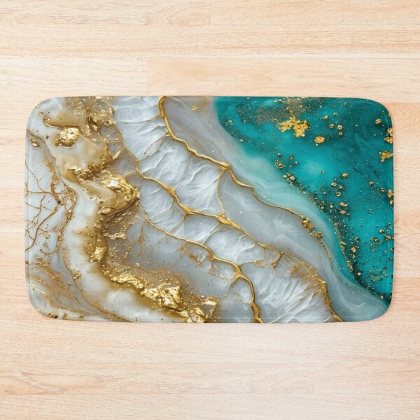 Item preview,  Ethereal Teal & Gold Agate - Luxury Abstract Resin Art designed and sold by Remix Vision.