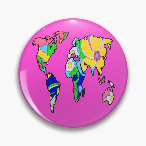 Item preview, Pink Retro Floral World Map designed and sold by artbyomega.