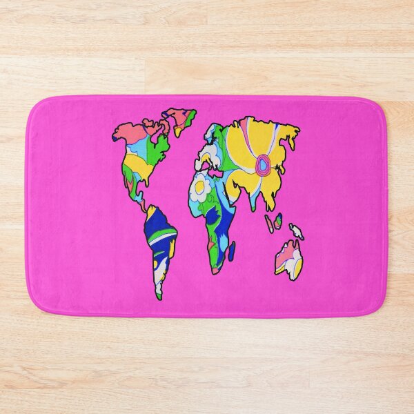 Item preview, Pink Retro Floral World Map designed and sold by artbyomega.