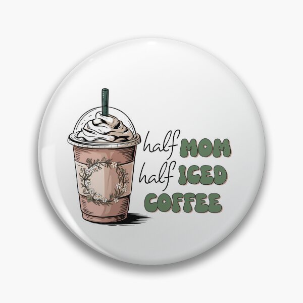 Artikelvorschau, Halb Mama, halb Eiskaffee, grünes Blumen-Gänseblümchen-Design entworfen und verkauft von Lulunza.