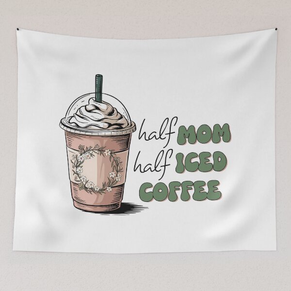 Item preview, Half Mom Half Iced Coffee Green Floral Daisy Design designed and sold by Lulunza.