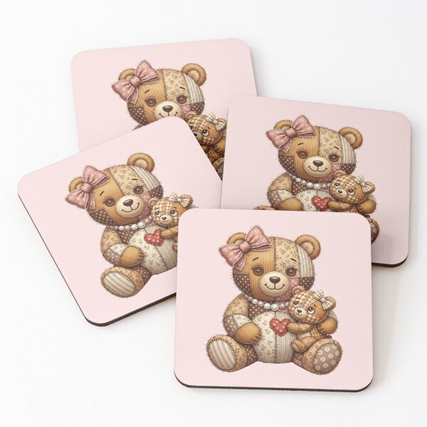 Item preview, Patchwork Mama Bear and Baby Quilted Family Love Art designed and sold by BVDigitalArt.