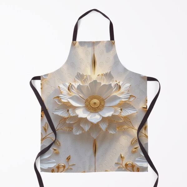 Item preview, Luxury 3D White Lotus & Gold Filigree Floral Pattern designed and sold by Remix Vision.