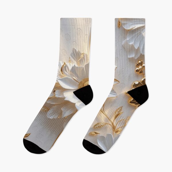 Item preview, Luxury 3D White Lotus & Gold Filigree Floral Pattern designed and sold by Remix Vision.