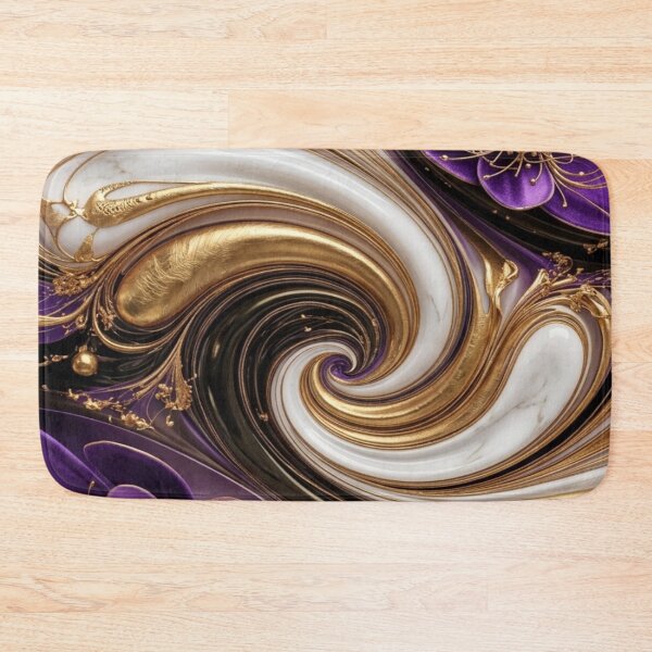 Item preview, Royal Purple and Liquid Gold Marble Floral Swirl designed and sold by Remix Vision.