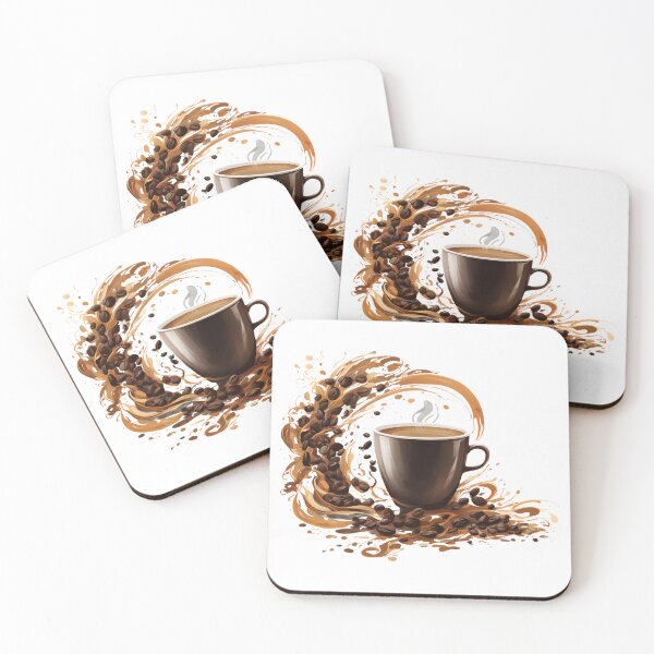Item preview, Dynamic Coffee Splash with Beans – Artistic Hot Coffee Cup design  designed and sold by KRStyleClub.