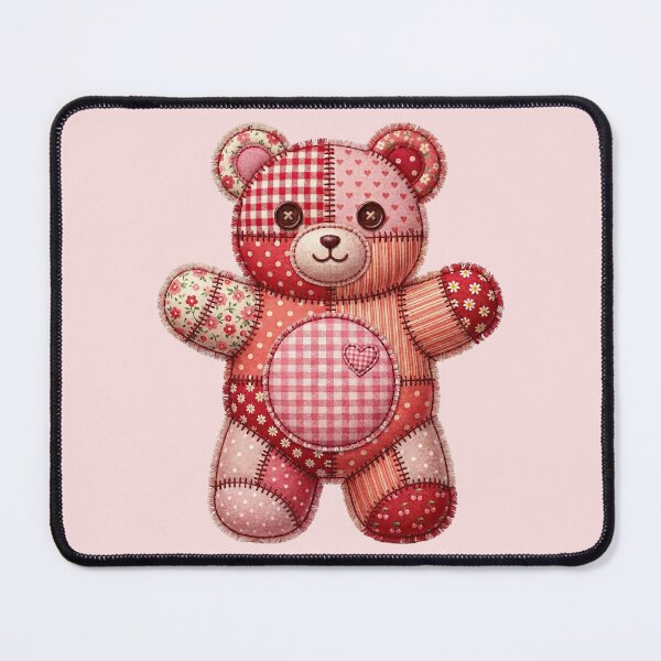 Item preview, Cute Patchwork Teddy Bear Quilted Pink Valentine Art designed and sold by BVDigitalArt.