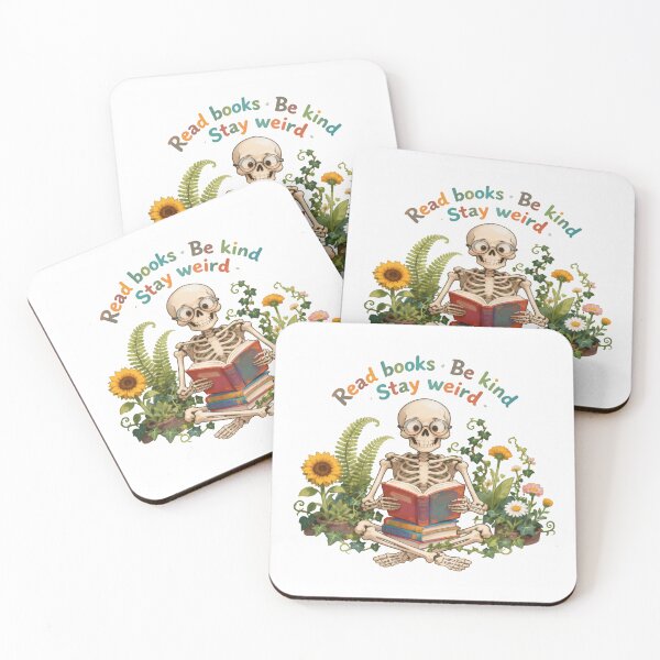 Item preview, Read Books Be Kind Stay Weird Funny Skeleton Flowers plants designed and sold by SkeletonsDanger.