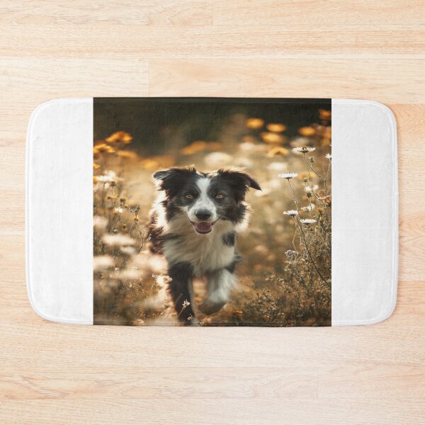 Item preview, Happy Border Collie Dog Running in Wildflower Field designed and sold by NicolasGlowArt.
