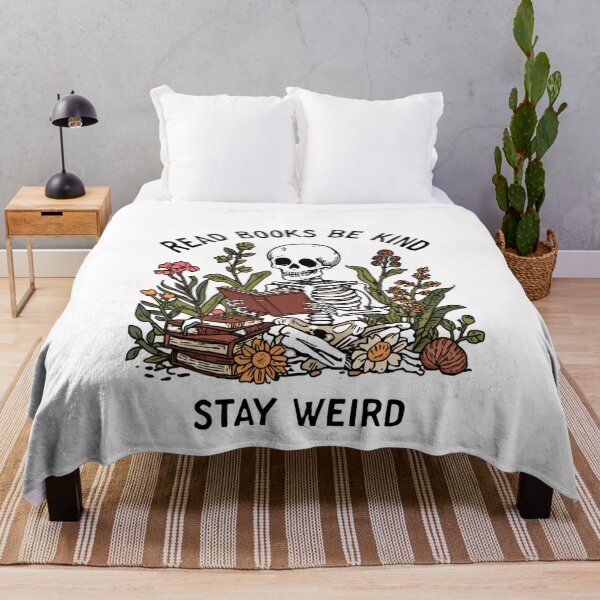 Item preview, Read Books Be Kind Stay Weird Funny Skeleton Flowers plants designed and sold by SkeletonsDanger.