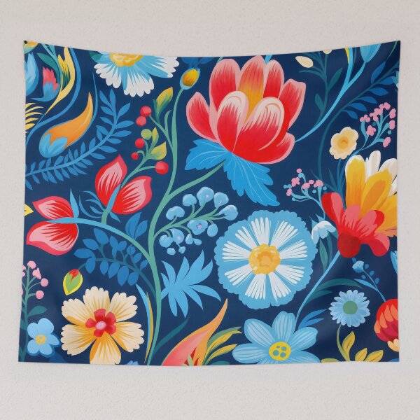 Item preview, Navy Folk Garden Tapestry designed and sold by Thalassora.