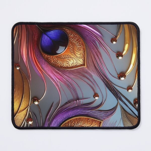 Item preview, Luxurious 3D Peacock Feather & Ornate Gold Filigree Art designed and sold by Remix Vision.