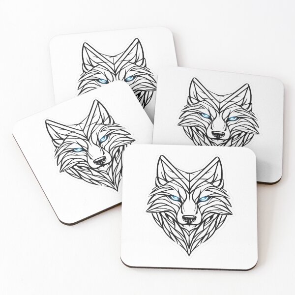 Item preview, Minimalist line wolf with blue eyes designed and sold by Wolf Creator.